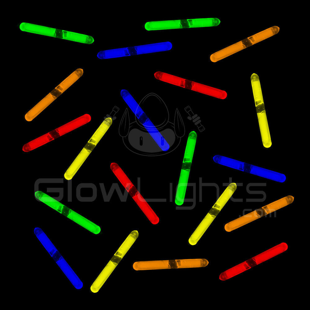 (50) 1.5" Mini Glow Sticks - 5 Asst Colors - Fishing Glo Light - Kids Dj Party