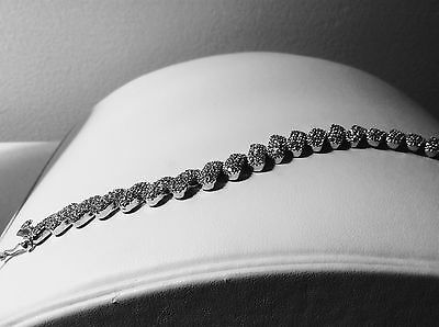 Micro Pave' With 475 Hand Set White Stones In A New Sterling Silver Bracelet