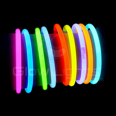 50 X 8" Glow Light Sticks Bracelets Asst Colors Neon Glo Party Necklaces Glasses