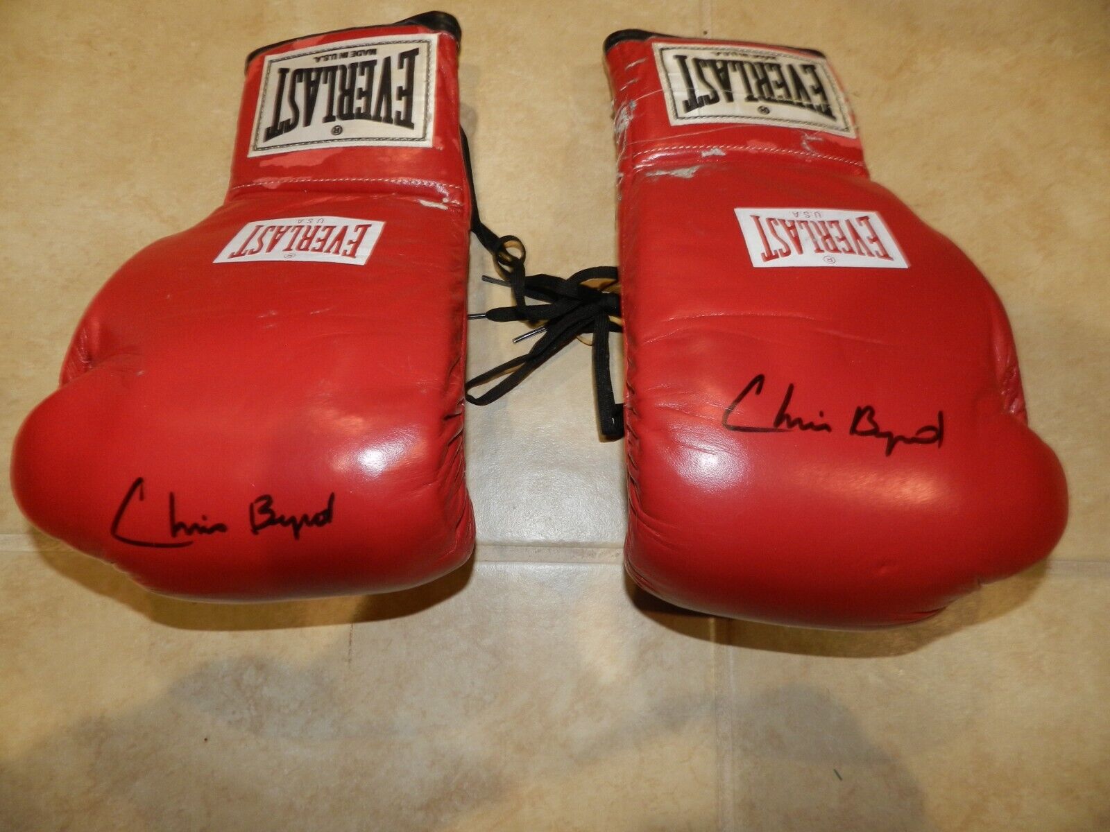Chris Byrd Fight Used Vintage Everlast Boxing Gloves Autographed "look"