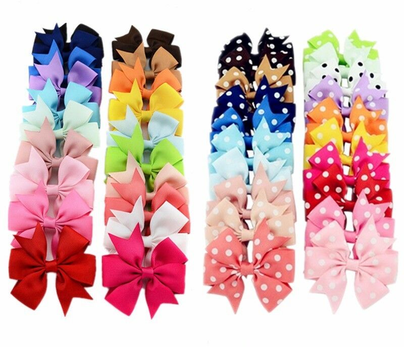 20/40pcs 3" Baby Girls Grosgrain Ribbon Boutique Hair Bows For Teens Toddlers