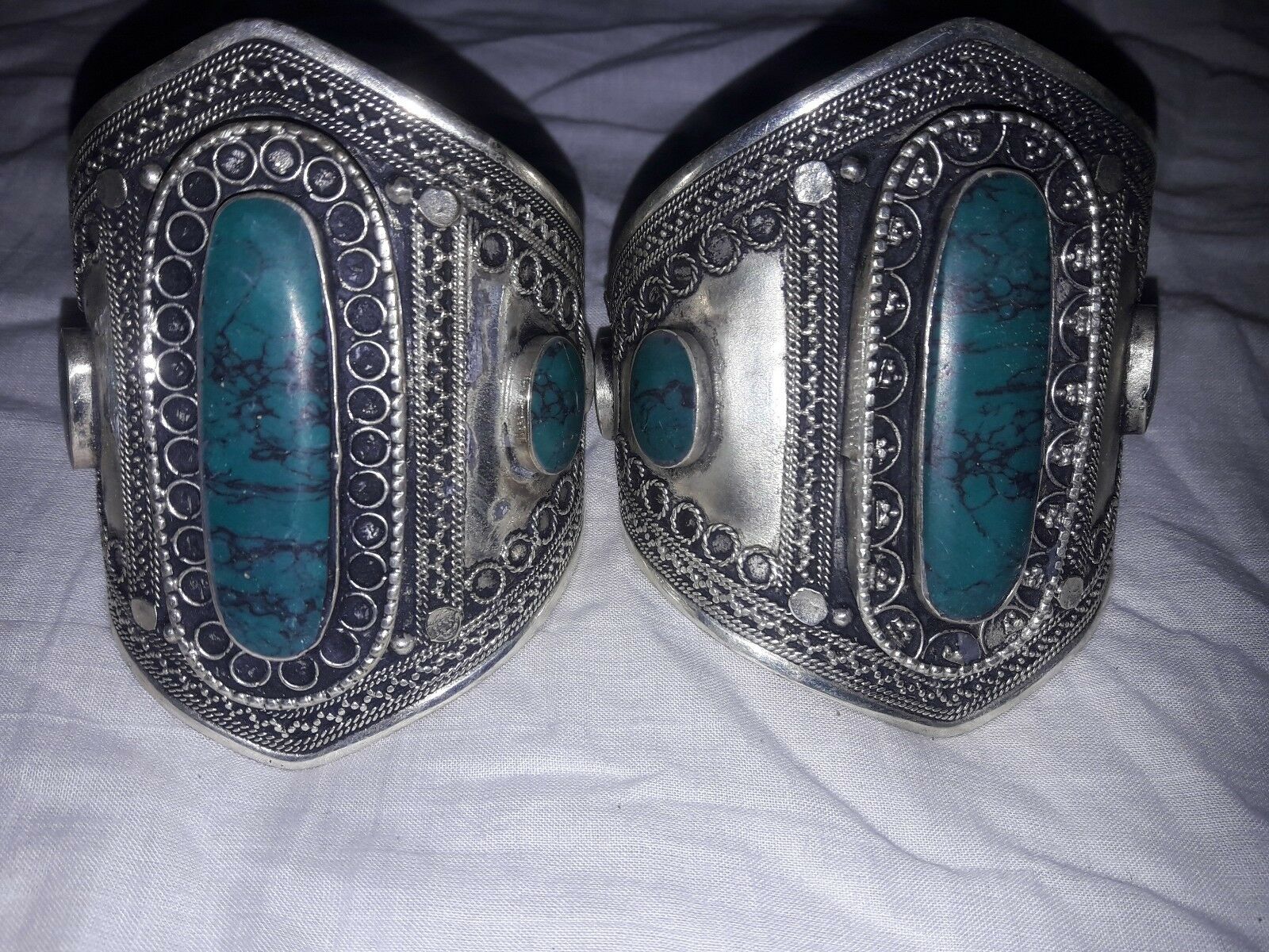 Pair Of Handmade Vintage Afghan Adjustable Cuff Bangle Bracelet